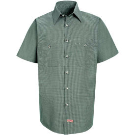 Men's Micro-Check Uniform Shirt Short Sleeve Hunter/Khaki Check L SP20