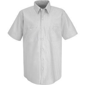 Men's Industrial Stripe Work Shirt Short Sleeve White/Charcoal Stripe M