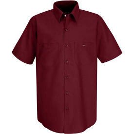 Men's Industrial Work Shirt Short Sleeve Burgundy XL