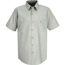 Men's Industrial Work Shirt Short Sleeve Light Gray, Size L SP24