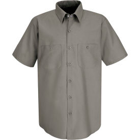 Men's Industrial Work Shirt Short Sleeve Gray Long-3XL