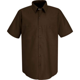 Men's Industrial Work Shirt Short Sleeve Chocolate Brown Size Medium
