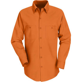 Men's Industrial Work Shirt Long Sleeve Orange Regular-2XL