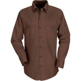 Men's Industrial Work Shirt Long Sleeve Chocolate Brown Long-L SP14