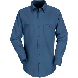 Men's Industrial Work Shirt Long Sleeve Dark Blue Regular-L