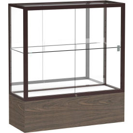 Counter Case, Mirror Back, Dark Bronze Frame, Walnut Vinyl Base, 36"L x 40"H x 14"D