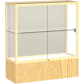 Counter Case, Plaque Back, Champagne Gold Frame, Light Oak Vinyl Base, 36"L x 40"H x 14"D