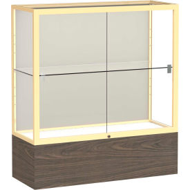 Reliant Counter Case, Plaque Back, Champagne Gold Frame, Walnut Vinyl Base, 36"L x 40"H x 14"D