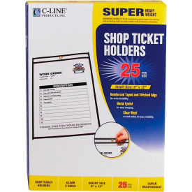 Auto Shop Ticket Holders, Stitched, Both Sides Clear, 9" x 12", 25/BX