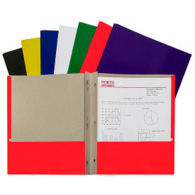 Recycled Two-Pocket Paper Portfolios with Prongs, Assorted Color - 100/Set
