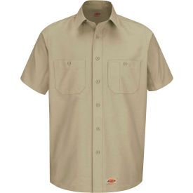 Men's Canvas Short Sleeve Work Shirt Khaki Long-XL-WS20KHSSLXL