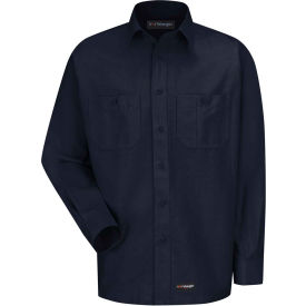 Men's Canvas Long Sleeve Work Shirt Navy Size L
