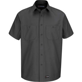 Men's Canvas Short Sleeve Work Shirt Charcoal M-WS20CHSSM