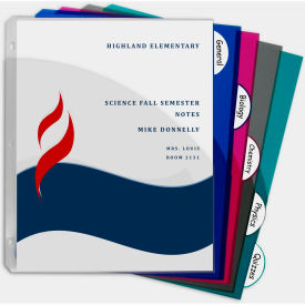 5-Tab Poly Binder Index Dividers with Slant Pockets, Assorted, 60/Set