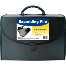 21-Pocket Legal Size Expanding File with Handle, Black