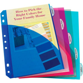 Mini Size 5-Tab Poly Index Dividers, Assorted Colors with Slant Pockets, 60/Set