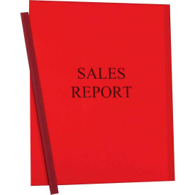 Vinyl Report Covers with Binding Bars, Red, 11 x 8 1/2, 50/BX
