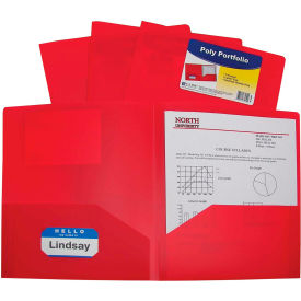 Two-Pocket Heavyweight Poly Portfolio Folder, Red, 25 Folders/Set