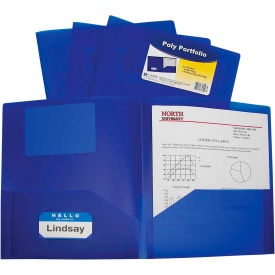 Two-Pocket Heavyweight Poly Portfolio Folder, Blue, 25 Folders/Set