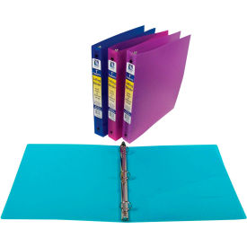 3-Ring Poly Binder, 1 Inch Capacity, Assorted Color - 24/Set