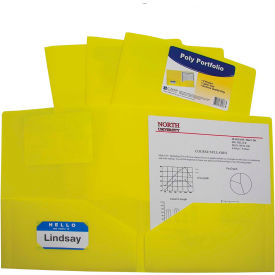 Two-Pocket Heavyweight Poly Portfolio Folder, Yellow, 25 Folders/Set