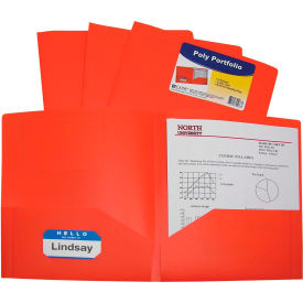 Two-Pocket Heavyweight Poly Portfolio Folder, Orange, 25 Folders/Set