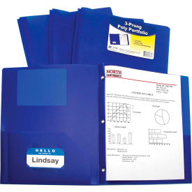 C-Line Two-Pocket Heavyweight Poly Portfolio Folder with Prongs, Blue, 25 Folders/Set