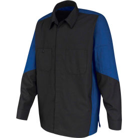 Men's Long Sleeve Crew Shirt Regular-M Charcoal/Royal Blue