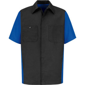 Men's Crew Shirt Short Sleeve M Charcoal/Royal Blue
