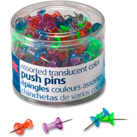 Translucent Push Pins - 0.50" Length - 200 / Pack - Assorted