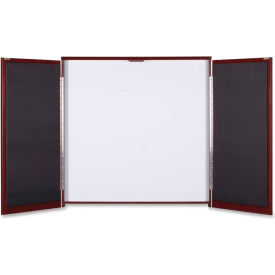 Presentation Cabinet - Drywipe Whiteboard, Hinged Door, Mahogany Frame, 47-1/3"W x 47-1/3"H