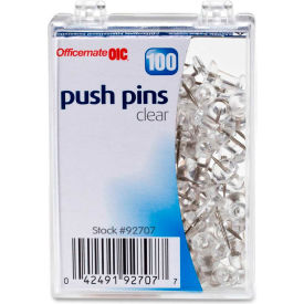 Plastic Precision Push Pins - 100 / Box - Clear
