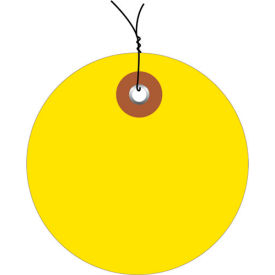 Plastic Circle Tag Pre Wired2" Dia., Yellow, 100/Pack