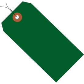 Plastic Shipping Tag Pre Wired #5, 4-3/4"L x 2-3/8"W, Green, 100/Pack