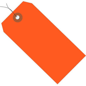 Plastic Shipping Tag Pre Wired #5, 4-3/4"L x 2-3/8"W, Orange, 100/Pack