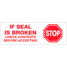 "Stop If Seal Is Broken..." Printed Carton Sealing Tape 2" x 110 Yds. Red/White