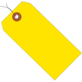 Plastic Shipping Tag Pre Wired#5, 4-3/4"L x 2-3/8"W, Yellow, 100/Pack