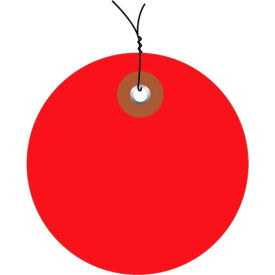 Plastic Circle Tag Pre Wired 2" Dia., Red, 100/Pack