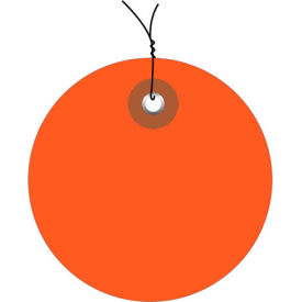 Plastic Circle Tag Pre Wired 3" Dia., Orange, 100/Pack
