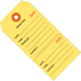 Consecutively Repair Tag #8 6-1/4"L x 3-1/8"W, Yellow, 1000/Pack