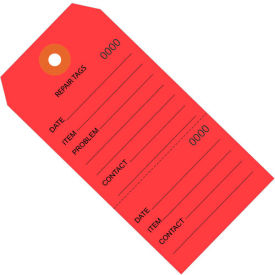 Consecutively Repair Tag #8 6-1/4"L x 3-1/8"W, Red, 1000/Pack