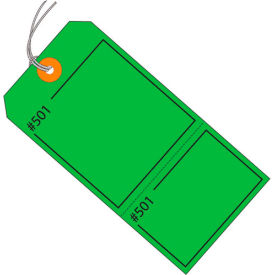 Consecutively Claim Tag Pre Strung, #5, 4-3/4"L x 2-3/8"W, Green, 1000/Pk