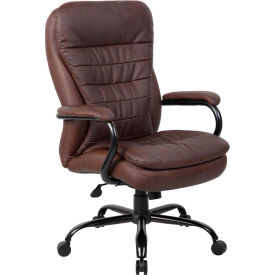 Big and Tall Office Chair with Arms and Pillow Top - Leather - High Back - Brown