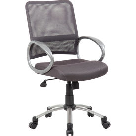 Mesh Back Office Chair with Arms - Fabric - Mid Back - Charcoal