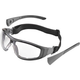 Foam Lined Safety Glasses, Clear Lens, Black Frame
