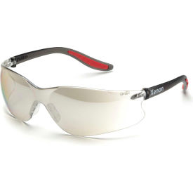 Frameless Safety Glasses, HC/PC Clear Lens, Black Temples, Pack of 12