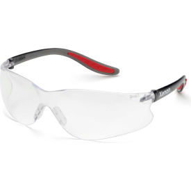Frameless Safety Glasses, Hard Coat Clear Lens, Black Temples, Pack of 12