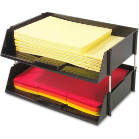 Heavy-Duty 2 Tier Side Loading Letter Tray - 3.5"H x 16.5"W x 11.8"D - Black