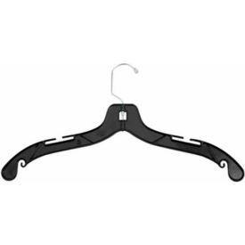 Dress Hanger-Middle Heavy Weight, 19"L, Plastic-BK, Pkg Qty 100