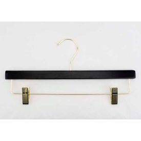 Skirt/Slack Hanger with Gold Hardware, 14"L, Wood-Black, Pack of 100